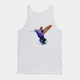 Flying Violet Saberwing Hummingbird Watercolor Painting Tank Top